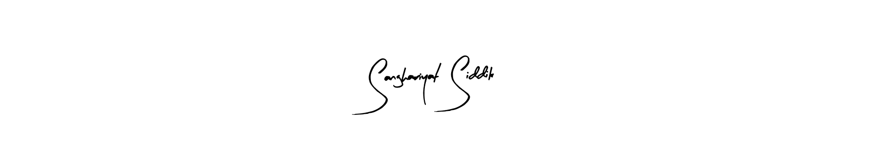 Arty Signature is a professional signature style that is perfect for those who want to add a touch of class to their signature. It is also a great choice for those who want to make their signature more unique. Get Sanghariyat Siddik name to fancy signature for free. Sanghariyat Siddik signature style 8 images and pictures png