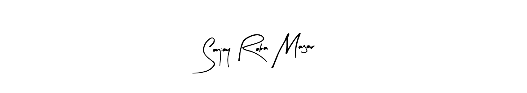 The best way (Arty Signature) to make a short signature is to pick only two or three words in your name. The name Sanjay Roka Magar include a total of six letters. For converting this name. Sanjay Roka Magar signature style 8 images and pictures png