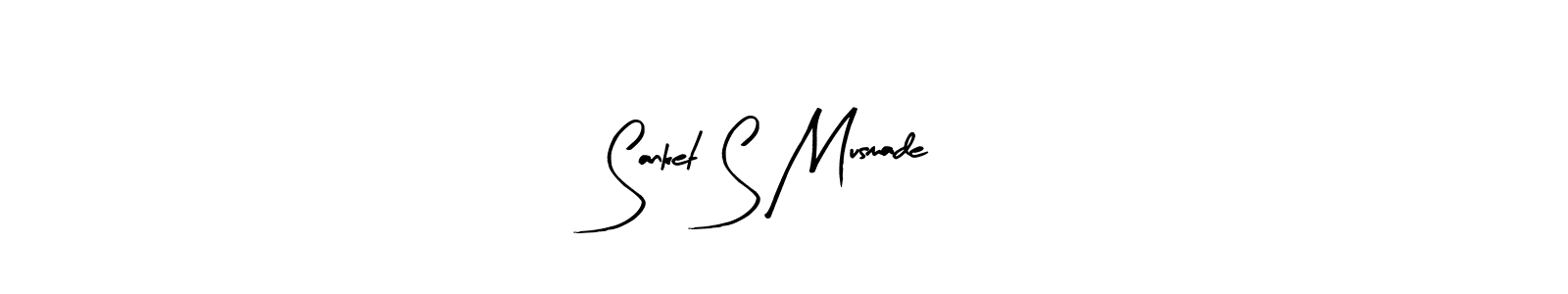 How to make Sanket S Musmade name signature. Use Arty Signature style for creating short signs online. This is the latest handwritten sign. Sanket S Musmade signature style 8 images and pictures png