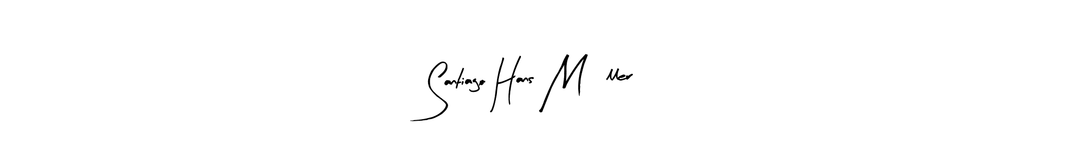 This is the best signature style for the Santiago Hans MÜller name. Also you like these signature font (Arty Signature). Mix name signature. Santiago Hans MÜller signature style 8 images and pictures png