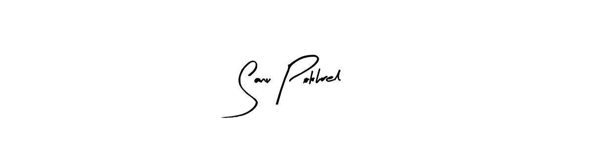 How to make Sanu Pokhrel name signature. Use Arty Signature style for creating short signs online. This is the latest handwritten sign. Sanu Pokhrel signature style 8 images and pictures png