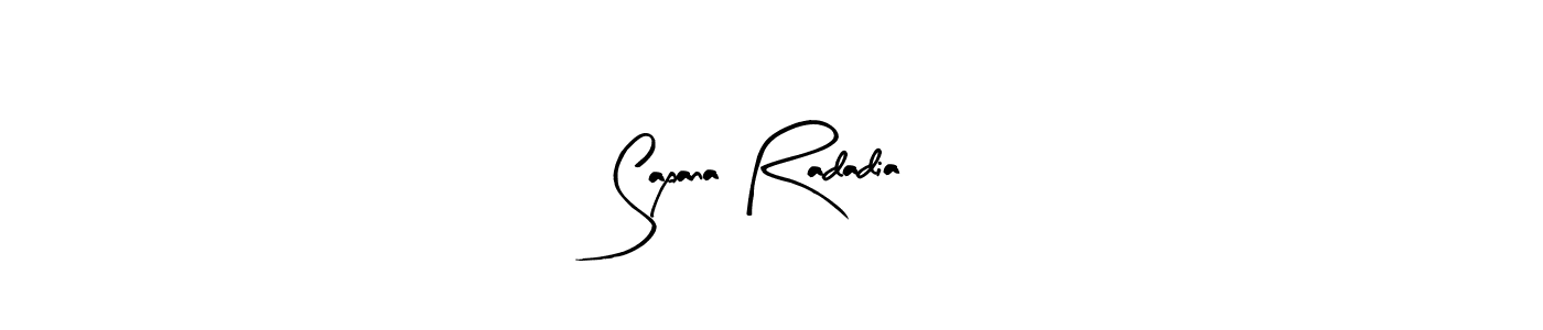 Arty Signature is a professional signature style that is perfect for those who want to add a touch of class to their signature. It is also a great choice for those who want to make their signature more unique. Get Sapana Radadia name to fancy signature for free. Sapana Radadia signature style 8 images and pictures png