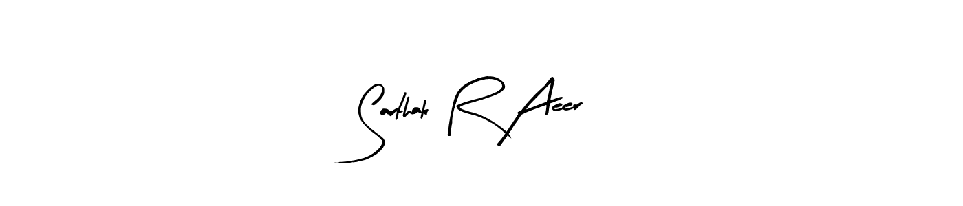 You should practise on your own different ways (Arty Signature) to write your name (Sarthak R Aeer) in signature. don't let someone else do it for you. Sarthak R Aeer signature style 8 images and pictures png