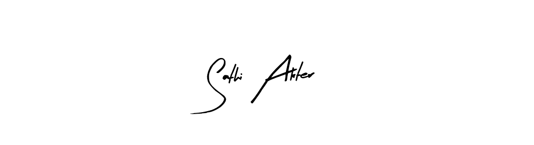 How to make Sathi Akter name signature. Use Arty Signature style for creating short signs online. This is the latest handwritten sign. Sathi Akter signature style 8 images and pictures png