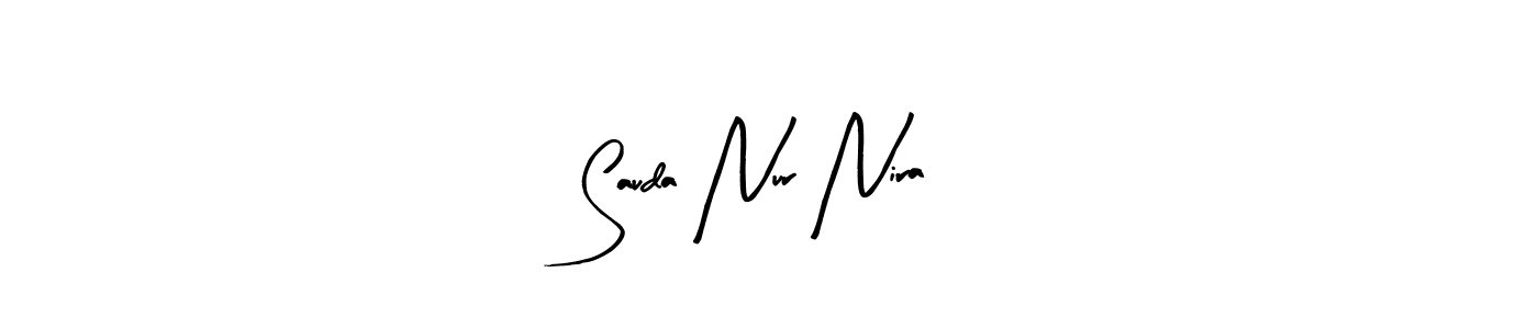 See photos of Sauda Nur Nira official signature by Spectra . Check more albums & portfolios. Read reviews & check more about Arty Signature font. Sauda Nur Nira signature style 8 images and pictures png