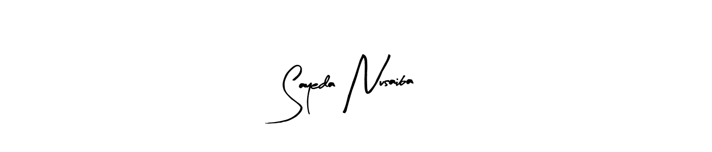 if you are searching for the best signature style for your name Sayeda Nusaiba. so please give up your signature search. here we have designed multiple signature styles  using Arty Signature. Sayeda Nusaiba signature style 8 images and pictures png