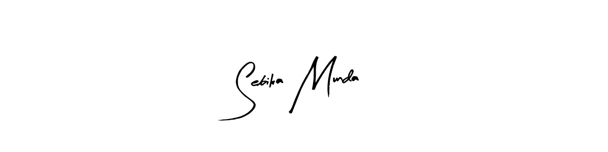 Arty Signature is a professional signature style that is perfect for those who want to add a touch of class to their signature. It is also a great choice for those who want to make their signature more unique. Get Sebika Munda name to fancy signature for free. Sebika Munda signature style 8 images and pictures png