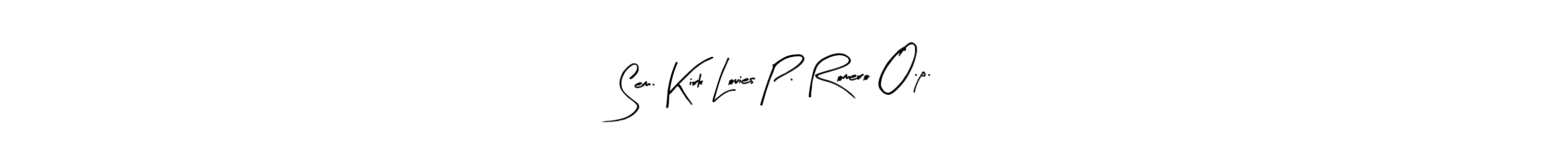 The best way (Arty Signature) to make a short signature is to pick only two or three words in your name. The name Sem. Kirk Louies P. Romero O.p. include a total of six letters. For converting this name. Sem. Kirk Louies P. Romero O.p. signature style 8 images and pictures png