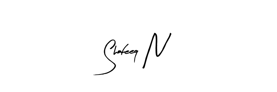 Arty Signature is a professional signature style that is perfect for those who want to add a touch of class to their signature. It is also a great choice for those who want to make their signature more unique. Get Shafeeq N name to fancy signature for free. Shafeeq N signature style 8 images and pictures png