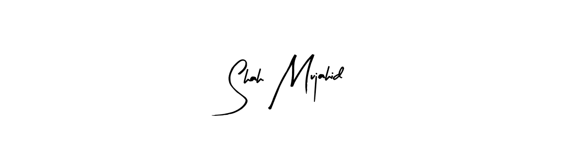 if you are searching for the best signature style for your name Shah Mujahid. so please give up your signature search. here we have designed multiple signature styles  using Arty Signature. Shah Mujahid signature style 8 images and pictures png