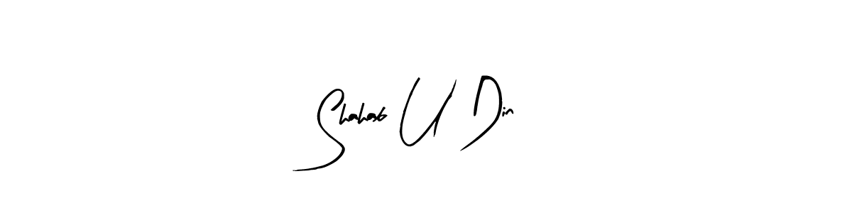 Create a beautiful signature design for name Shahab U Din. With this signature (Arty Signature) fonts, you can make a handwritten signature for free. Shahab U Din signature style 8 images and pictures png