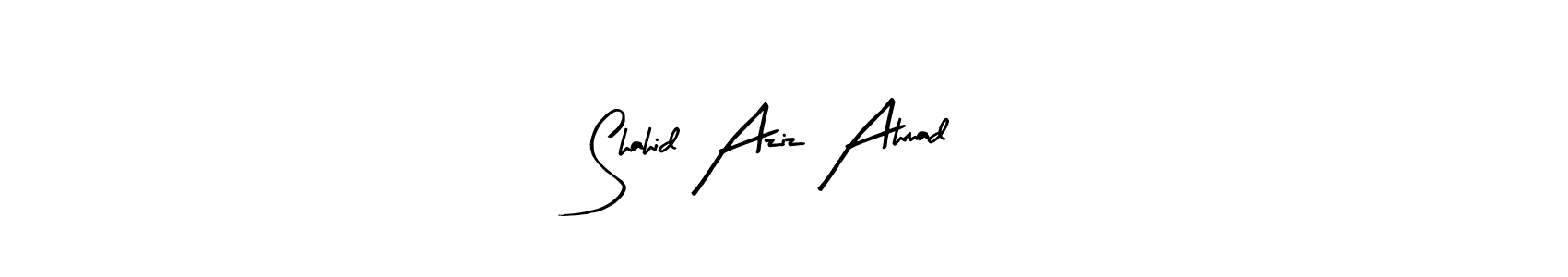 Arty Signature is a professional signature style that is perfect for those who want to add a touch of class to their signature. It is also a great choice for those who want to make their signature more unique. Get Shahid Aziz Ahmad name to fancy signature for free. Shahid Aziz Ahmad signature style 8 images and pictures png