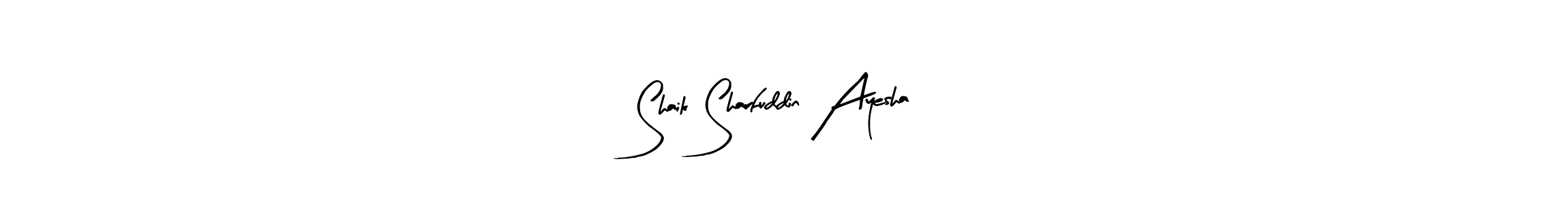 Arty Signature is a professional signature style that is perfect for those who want to add a touch of class to their signature. It is also a great choice for those who want to make their signature more unique. Get Shaik Sharfuddin Ayesha name to fancy signature for free. Shaik Sharfuddin Ayesha signature style 8 images and pictures png