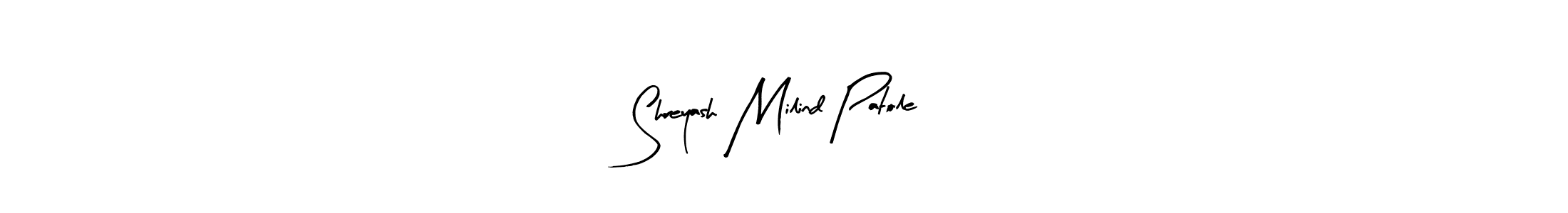This is the best signature style for the Shreyash Milind Patole name. Also you like these signature font (Arty Signature). Mix name signature. Shreyash Milind Patole signature style 8 images and pictures png