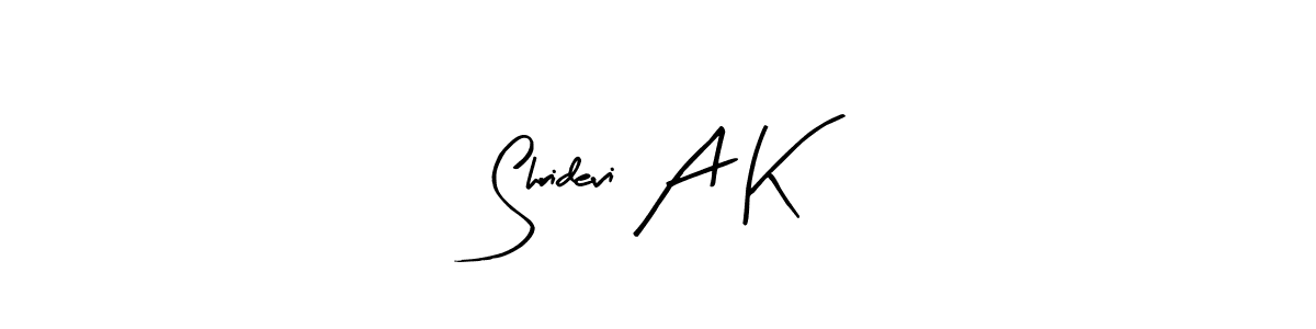 The best way (Arty Signature) to make a short signature is to pick only two or three words in your name. The name Shridevi A K include a total of six letters. For converting this name. Shridevi A K signature style 8 images and pictures png