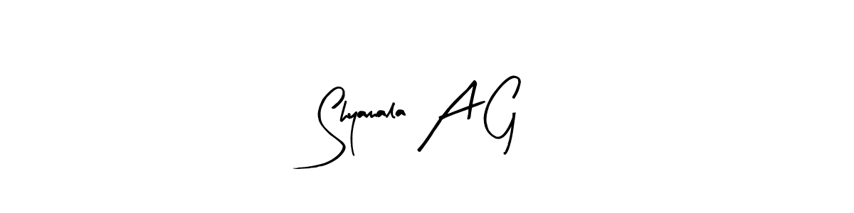 The best way (Arty Signature) to make a short signature is to pick only two or three words in your name. The name Shyamala A G include a total of six letters. For converting this name. Shyamala A G signature style 8 images and pictures png