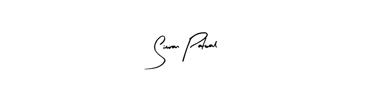 The best way (Arty Signature) to make a short signature is to pick only two or three words in your name. The name Simran Patwal include a total of six letters. For converting this name. Simran Patwal signature style 8 images and pictures png