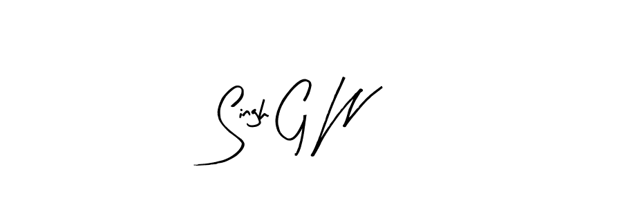 if you are searching for the best signature style for your name Singh G W. so please give up your signature search. here we have designed multiple signature styles  using Arty Signature. Singh G W signature style 8 images and pictures png