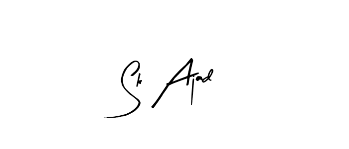The best way (Arty Signature) to make a short signature is to pick only two or three words in your name. The name Sk Ajad include a total of six letters. For converting this name. Sk Ajad signature style 8 images and pictures png