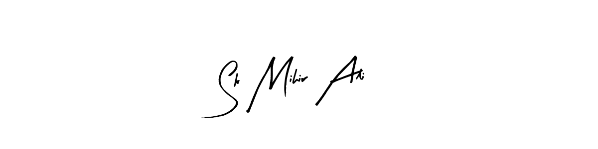 The best way (Arty Signature) to make a short signature is to pick only two or three words in your name. The name Sk Mihir Ali include a total of six letters. For converting this name. Sk Mihir Ali signature style 8 images and pictures png