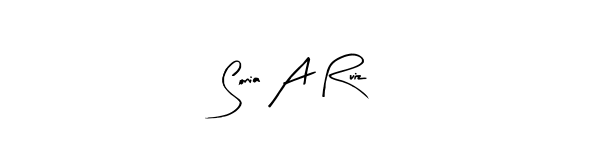 How to make Sonia A Ruiz name signature. Use Arty Signature style for creating short signs online. This is the latest handwritten sign. Sonia A Ruiz signature style 8 images and pictures png