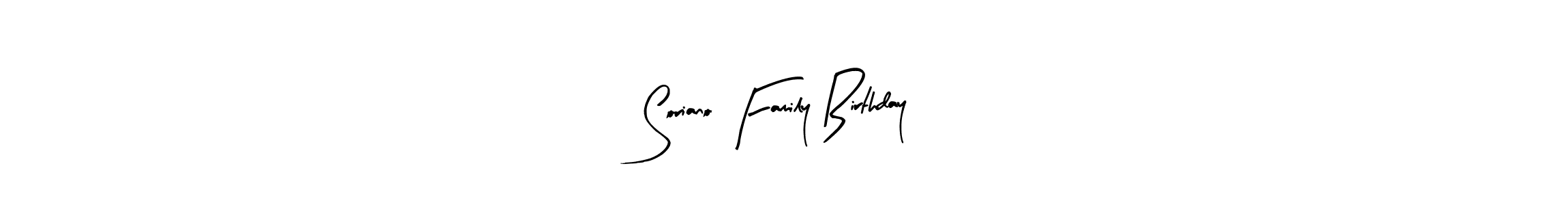 See photos of Soriano Family Birthday official signature by Spectra . Check more albums & portfolios. Read reviews & check more about Arty Signature font. Soriano Family Birthday signature style 8 images and pictures png