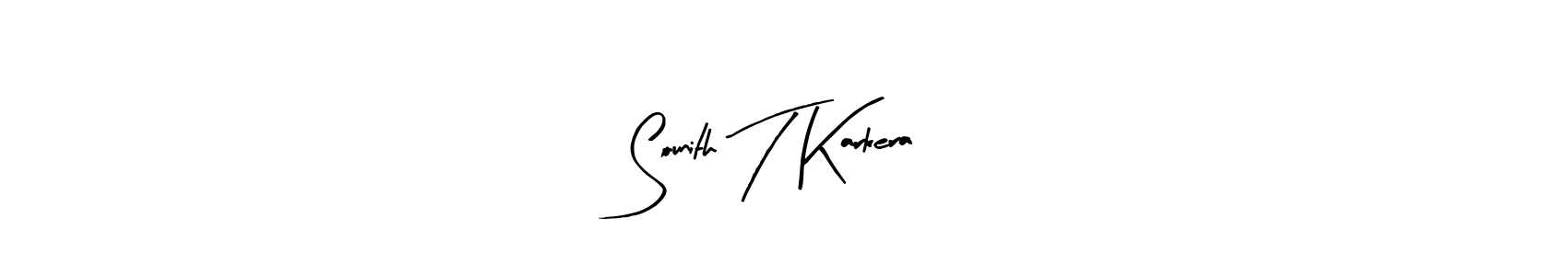 How to make Sounith T Karkera name signature. Use Arty Signature style for creating short signs online. This is the latest handwritten sign. Sounith T Karkera signature style 8 images and pictures png