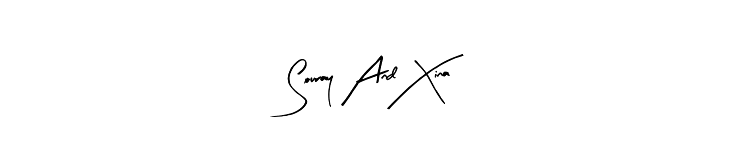Similarly Arty Signature is the best handwritten signature design. Signature creator online .You can use it as an online autograph creator for name Souray And Xina. Souray And Xina signature style 8 images and pictures png