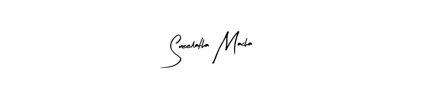 Similarly Arty Signature is the best handwritten signature design. Signature creator online .You can use it as an online autograph creator for name Sreelatha Macha. Sreelatha Macha signature style 8 images and pictures png