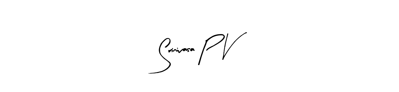 Arty Signature is a professional signature style that is perfect for those who want to add a touch of class to their signature. It is also a great choice for those who want to make their signature more unique. Get Srinivasa P V name to fancy signature for free. Srinivasa P V signature style 8 images and pictures png