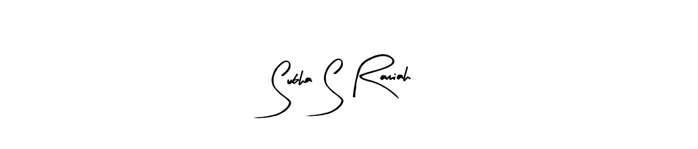 How to make Subha S Ramiah name signature. Use Arty Signature style for creating short signs online. This is the latest handwritten sign. Subha S Ramiah signature style 8 images and pictures png