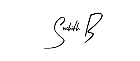 A sleek calligraphic signature for name Suchith B utilizing Arty Signature styling. Great for adding personal signatures to photos and art. Suchith B signature style 8 images and pictures png