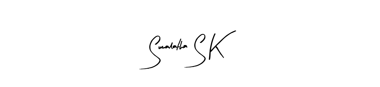 Similarly Arty Signature is the best handwritten signature design. Signature creator online .You can use it as an online autograph creator for name Sumalatha S K. Sumalatha S K signature style 8 images and pictures png