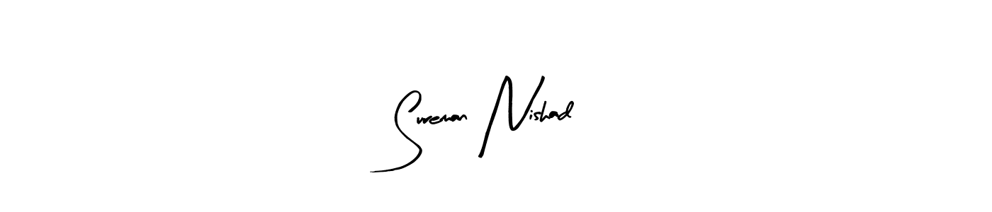 Similarly Arty Signature is the best handwritten signature design. Signature creator online .You can use it as an online autograph creator for name Sureman Nishad. Sureman Nishad signature style 8 images and pictures png