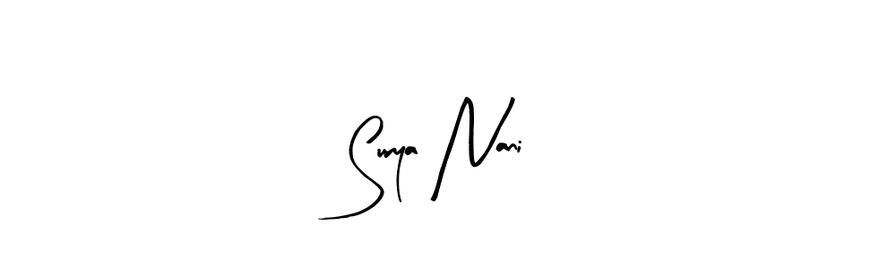 You can use this online signature creator to create a handwritten signature for the name Surya Nani. This is the best online autograph maker. Surya Nani signature style 8 images and pictures png