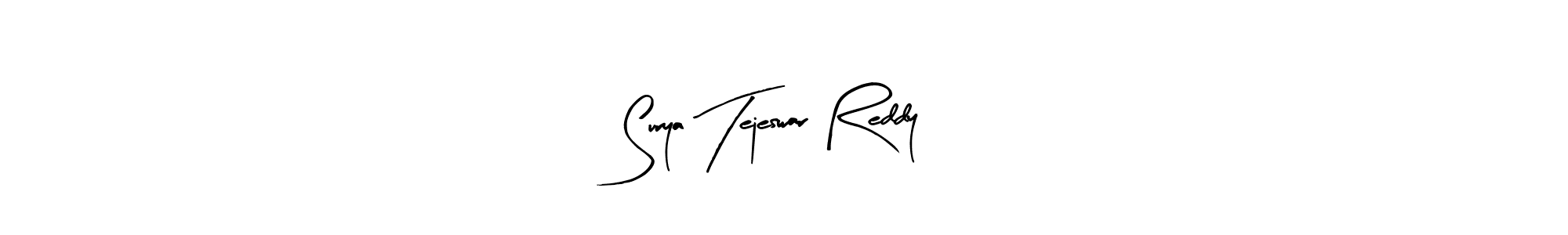 The best way (Arty Signature) to make a short signature is to pick only two or three words in your name. The name Surya Tejeswar Reddy include a total of six letters. For converting this name. Surya Tejeswar Reddy signature style 8 images and pictures png