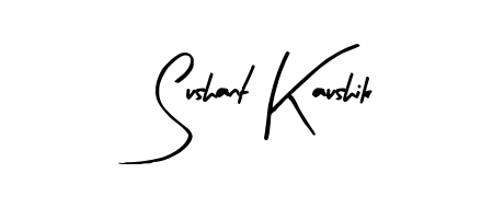 A sleek calligraphic signature for name Sushant Kaushik utilizing Arty Signature styling. Great for adding personal signatures to photos and art. Sushant Kaushik signature style 8 images and pictures png