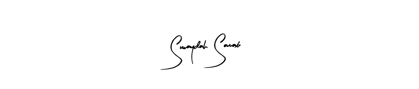 How to make Suwaydah Samab name signature. Use Arty Signature style for creating short signs online. This is the latest handwritten sign. Suwaydah Samab signature style 8 images and pictures png