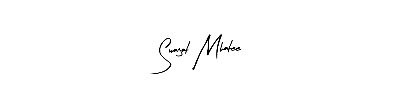 Similarly Arty Signature is the best handwritten signature design. Signature creator online .You can use it as an online autograph creator for name Swagat Mhatee. Swagat Mhatee signature style 8 images and pictures png