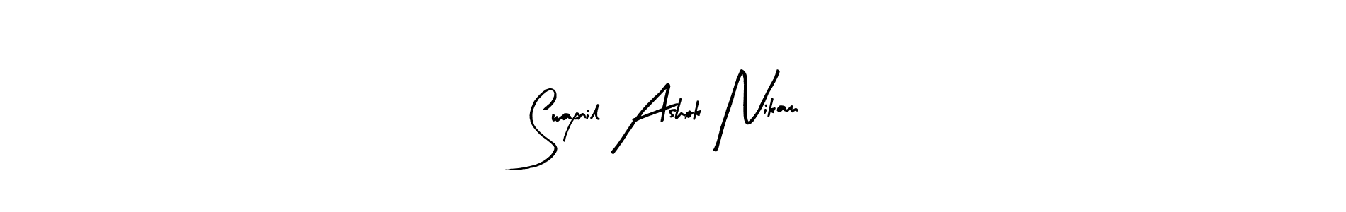 How to make Swapnil Ashok Nikam name signature. Use Arty Signature style for creating short signs online. This is the latest handwritten sign. Swapnil Ashok Nikam signature style 8 images and pictures png