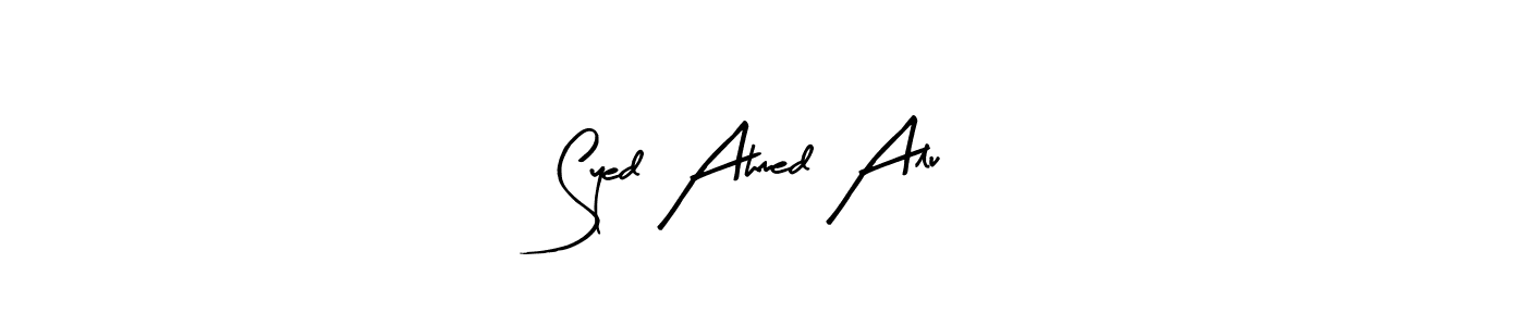 if you are searching for the best signature style for your name Syed Ahmed Alu. so please give up your signature search. here we have designed multiple signature styles  using Arty Signature. Syed Ahmed Alu signature style 8 images and pictures png