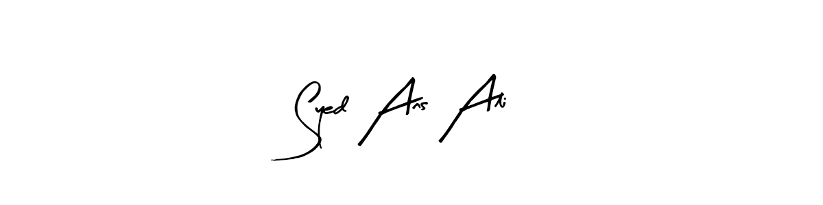 Arty Signature is a professional signature style that is perfect for those who want to add a touch of class to their signature. It is also a great choice for those who want to make their signature more unique. Get Syed Ans Ali name to fancy signature for free. Syed Ans Ali signature style 8 images and pictures png