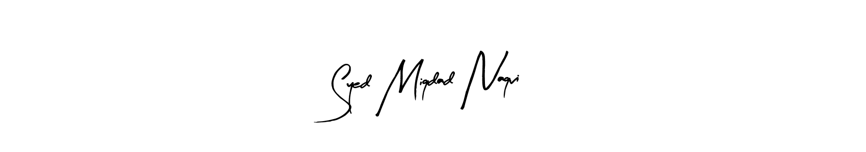 Use a signature maker to create a handwritten signature online. With this signature software, you can design (Arty Signature) your own signature for name Syed Miqdad Naqvi. Syed Miqdad Naqvi signature style 8 images and pictures png