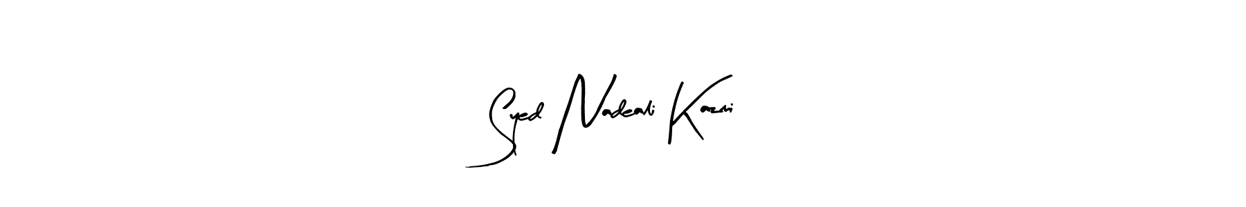 if you are searching for the best signature style for your name Syed Nadeali Kazmi. so please give up your signature search. here we have designed multiple signature styles  using Arty Signature. Syed Nadeali Kazmi signature style 8 images and pictures png