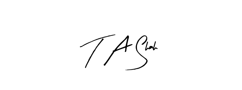 The best way (Arty Signature) to make a short signature is to pick only two or three words in your name. The name T A Shah include a total of six letters. For converting this name. T A Shah signature style 8 images and pictures png