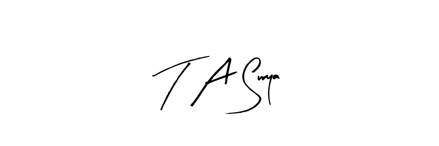 Also we have T A Surya name is the best signature style. Create professional handwritten signature collection using Arty Signature autograph style. T A Surya signature style 8 images and pictures png