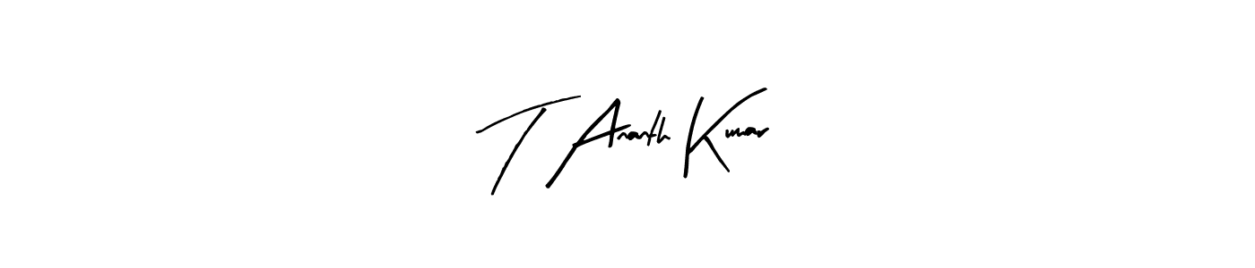 The best way (Arty Signature) to make a short signature is to pick only two or three words in your name. The name T Ananth Kumar include a total of six letters. For converting this name. T Ananth Kumar signature style 8 images and pictures png