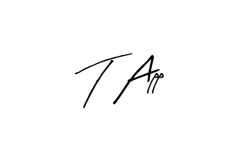 Similarly Arty Signature is the best handwritten signature design. Signature creator online .You can use it as an online autograph creator for name T App. T App signature style 8 images and pictures png