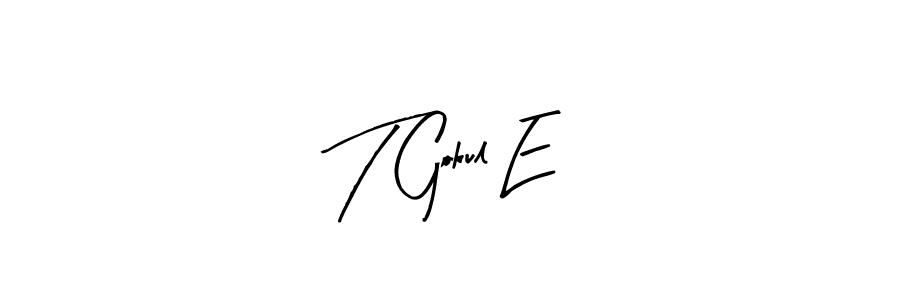 The best way (Arty Signature) to make a short signature is to pick only two or three words in your name. The name T Gokul E include a total of six letters. For converting this name. T Gokul E signature style 8 images and pictures png