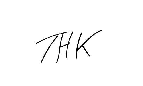 The best way (Arty Signature) to make a short signature is to pick only two or three words in your name. The name T H K include a total of six letters. For converting this name. T H K signature style 8 images and pictures png